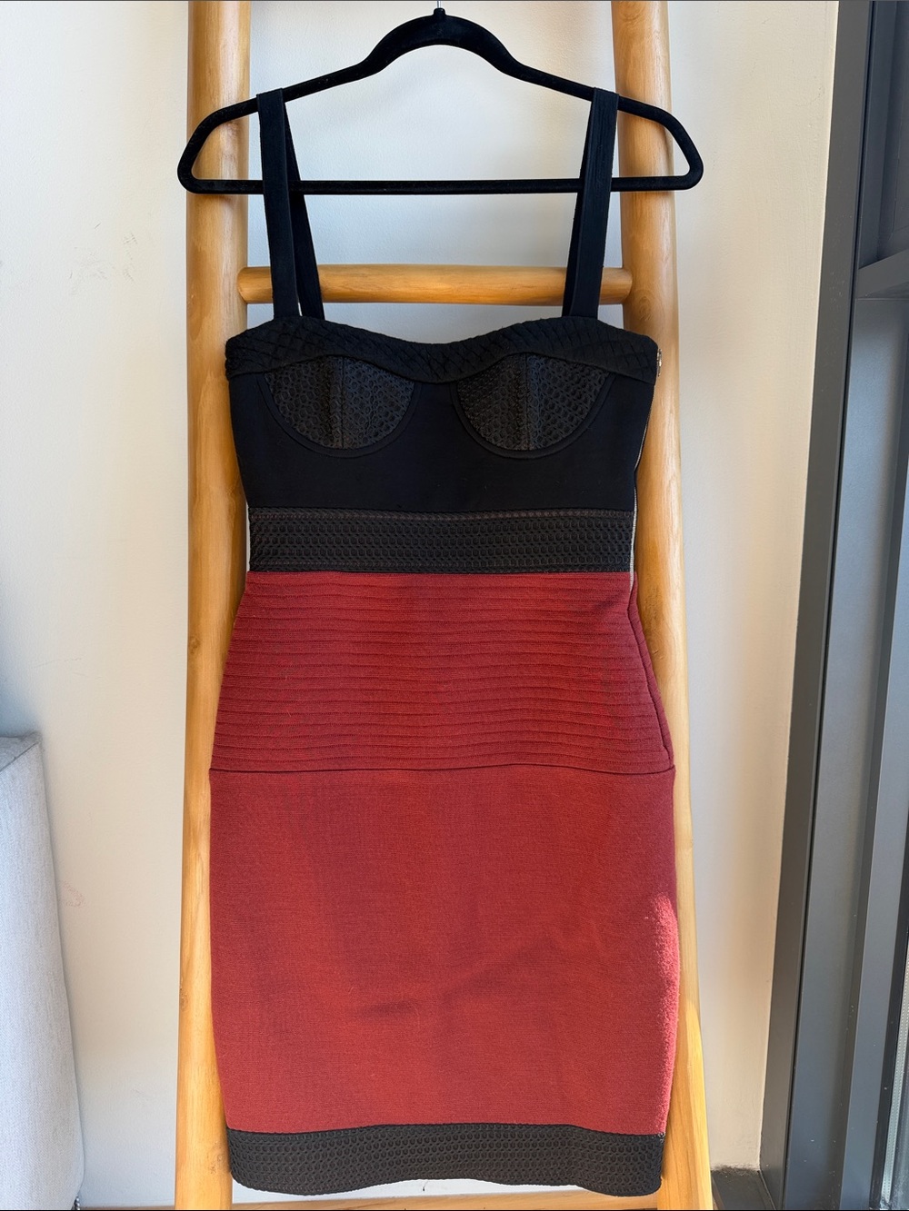 M by Missoni Black and Wine Bandage Midi Dress
